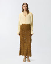Blusa con scollo a V e arricci - Arancione | Pinko