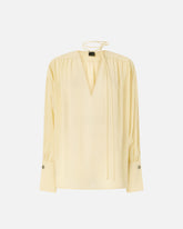 V-neck blouse with gathering - | Pinko