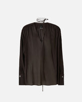 Blusa con escote de pico y frunces - | Pinko