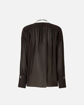 Blusa con escote de pico y frunces - | Pinko