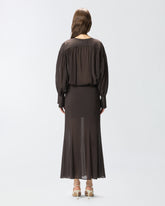 V-neck blouse with gathering - | Pinko