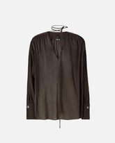 V-neck blouse with gathering - | Pinko