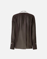 V-neck blouse with gathering - | Pinko