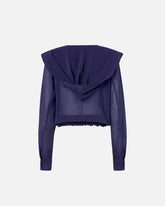 Blouse cropped à capuche et détails transparents - | Pinko