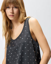 Mesh vest top with mirror detail - Dark Grey | Pinko
