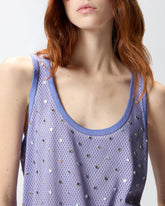 Tanktop aus Netzmesh mit Spiegeln - Blau | Pinko