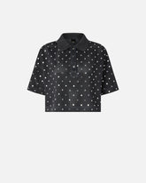 Polo corto de malla con detalles espejados - | Pinko