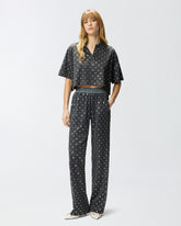 Polo cropped en maille filet à sequins miroirs - | Pinko