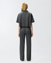 Polo cropped en maille filet à sequins miroirs - | Pinko