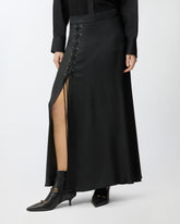 Jupe longue fendue à lacets - | Pinko