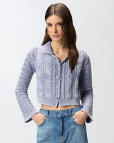 Cardigan cropped a maglia grossa e trecce - | Pinko
