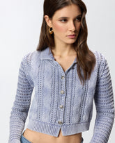 Cropped cardigan with chunky knit and braids - | Pinko