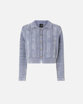 Cropped cardigan with chunky knit and braids - | Pinko
