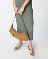 Borsa a spalla grande Pocket Body Bag in suede con tasche - | Pinko