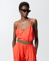 Jacquard crop top with spaghetti straps - | Pinko