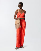 Jacquard crop top with spaghetti straps - | Pinko