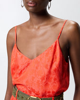 Jacquard crop top with spaghetti straps - | Pinko