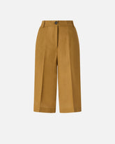 Linen Bermuda shorts with pressed pleat detail - | Pinko
