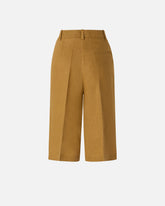 Linen Bermuda shorts with pressed pleat detail - | Pinko