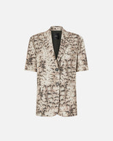 Short-sleeved jacket with snake print - | Pinko
