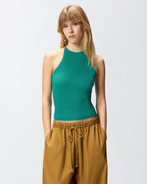 Off-the-shoulder top with neck fastening - | Pinko