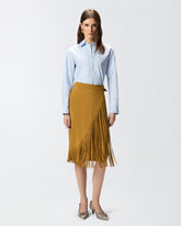 Calf-length wrap skirt with fringing - | Pinko