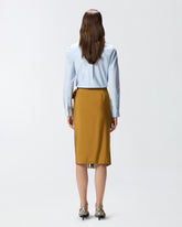 Gonna a portafoglio longuette con frange - | Pinko