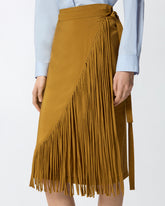 Gonna a portafoglio longuette con frange - | Pinko