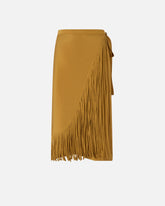 Calf-length wrap skirt with fringing - | Pinko