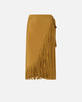 Calf-length wrap skirt with fringing - | Pinko