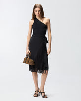 Calf-length wrap skirt with fringing - | Pinko