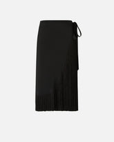 Calf-length wrap skirt with fringing - | Pinko
