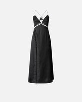 Long dress with slit and lace inserts - | Pinko