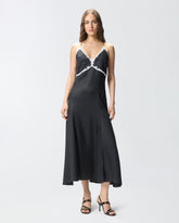 Long dress with lace inserts - | Pinko