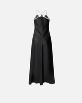 Long dress with slit and lace inserts - | Pinko