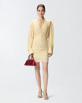 Abito corto con maniche lunghe e drappeggi - | Pinko