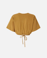 Cropped T-shirt with lace and Texan details - | Pinko