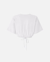 Cropped T-shirt with lace and Texan details - | Pinko