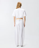 Cropped T-shirt with lace and Texan details - | Pinko