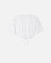 Cropped T-shirt with lace and Texan details - | Pinko