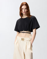 T-shirt cropped à lacet et détails western - | Pinko