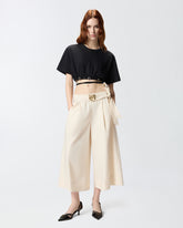 T-shirt cropped à lacet et détails western - | Pinko