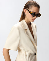 Short-sleeved jacket with elasticated waist - | Pinko