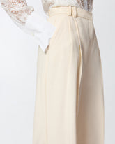 Straight-cut trousers with pressed pleat detail - Creamy-White | Pinko
