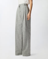 Slub trousers with pressed pleat detail - | Pinko