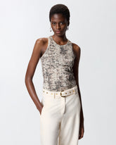Ribbed vest top with snake print - | Pinko