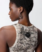 Ribbed vest top with snake print - | Pinko
