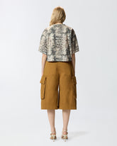 T-shirt cropped con stampa snake e Love Birds - Multicolor Beige-Nero | Pinko