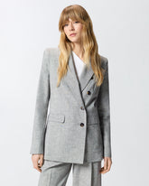 Zweireihige Jacke aus geflammtem Leinenmix - | Pinko