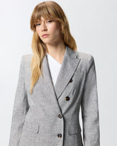 Zweireihige Jacke aus geflammtem Leinenmix - | Pinko